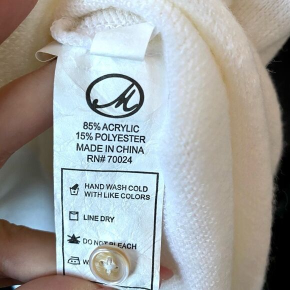 Mod-O-Doc Off-white Long Sleeve Crew Neck Sweater, Size M - Picture 5 of 6